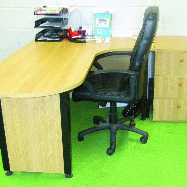 Curved Oak Desk With Ped