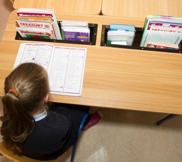 Desks with Top Loading Baskets